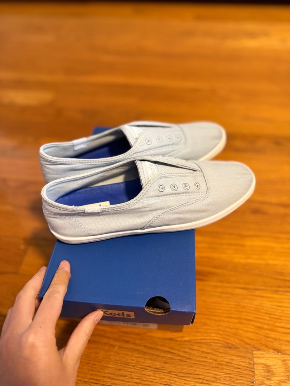 Keds Chillax Twill Slip-On Canvas Sneakers in Pale Blue with Blue Insole - Picture 4 of 6